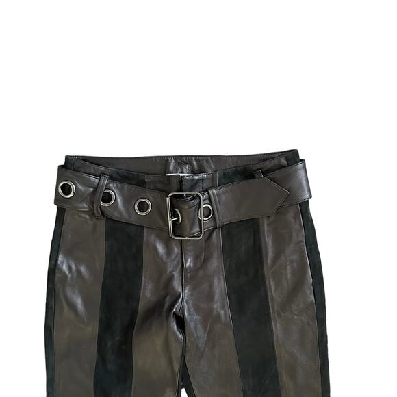 FRAME Paneled 100% Suede & Leather Belted Pants Women’s 26 x28 - Picture 4 of 15